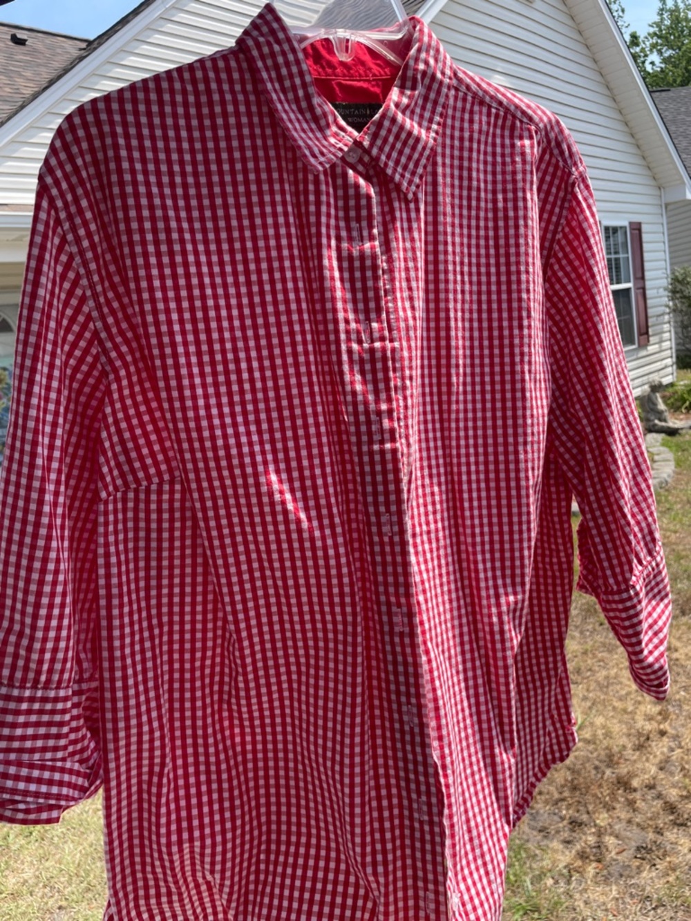 Mountain Lake Red and White Gingham Button-Up Shirt